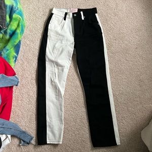 revice black and white jeans